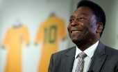 Brazilian soccer legend Pele attends a preview of an auction of his belongings called 
