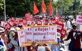 Protests against the Myanmar dictatorship, Feb. 1, 2023.