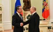 Russian President Vladimir Putin meets with Wang Yi, a member of the Political Bureau of the Communist Party of China (CPC) Central Committee and director of the Office of the Foreign Affairs Commission of the CPC Central Committee, in Moscow, Russia, Feb. 22, 2023.
