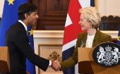 El premier británico, Rishi Sunak, y la presidenta de la Comisión Europea, Ursula von der Leyen, rubricaron el acuerdo.