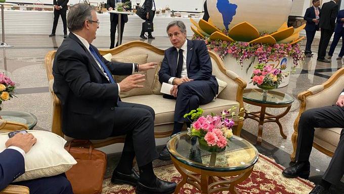 El encuentro entre Ebrard y Blinken se dio en el marco de un encuentro entre ministros de relaciones exteriores del G20 que tiene lugar en India.