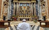 El Pontífice se dirigió a la Basílica de Santa María la Mayor, momento en el cual destino la oración por los pequeños con los que compartió ayer en el ala de Oncología Pediátrica.