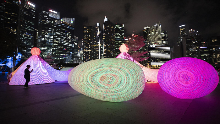 Celebran el festival i Light Singapore en Marina Bay