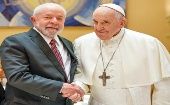 Meeting of Brazilian President Luiz Inácio Lula da Silva with Pope Francis at the Vatican. Jun. 21, 2023. 
