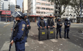 Police officers guard the operation area in Sao Paulo, Brazil, July 30, 2023.