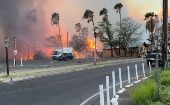 Fire approaching an urban area in Maui, Hawaii, USA, August 10, 2023.
