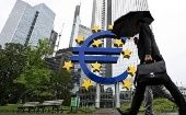 The Euro sign in Frankfurt, Germany, 2023.