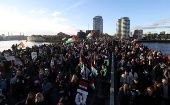 People marching in the streets of London for Palestine, Nov. 11, 2023. 