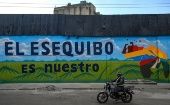 The graffiti reads, "The Essequibo is ours."