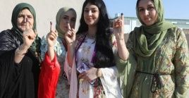 Iraqi women after casting their vote, Dec. 18, 2023.