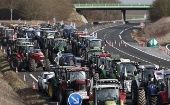 Farmers block an access road to Paris, Jan. 29, 2024.