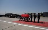 The coffin with the body of Sebastian Piñera arrives at Santiago City, Feb. 7, 2024