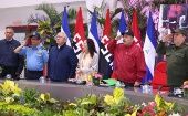 Nicaraguan President Daniel Ortega (2R) and Vice President Rosario Murillo (3R), Feb. 21, 2024.
