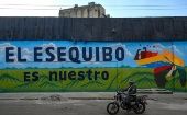The graffiti reads, "Essequibo is ours."