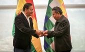 President Luis Arce hands the baton to the vice president David Choquehuanca, Fe. 29, 2024