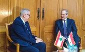  Minister for Foreign Affairs and Expatriates of Syria, Faisal Al-Mekdad(L) and his homologue from Lebanon Abdullah Bou Habib(R).