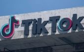 TikTok logo on the facade of a building.