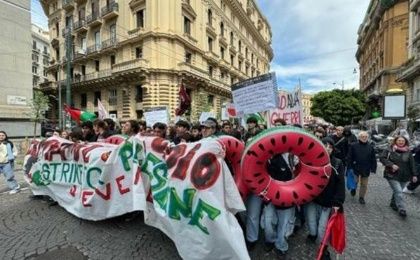 Pro-Palestine march in Naples, Italy, April 19, 2024.