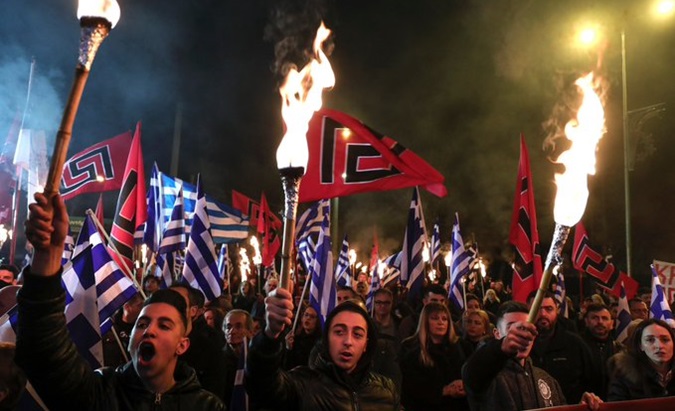 File photo of Golden Dawn supporters, 2019.