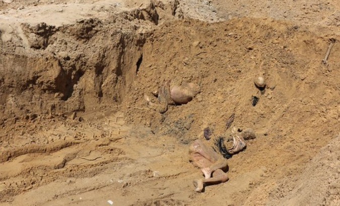 A mass grave dug by the Israeli occupation forces in Gaza, 2024.