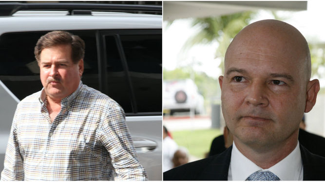Los exdirectores del Consejo de Seguridad Nacional de Panamá, Alejandro Garuz y Gustavo Pérez, detenidos por interceptar llamadas en ese país.