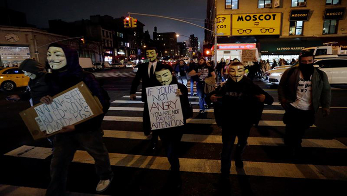 Seguidores de Anonymous en una marcha en EE.UU.