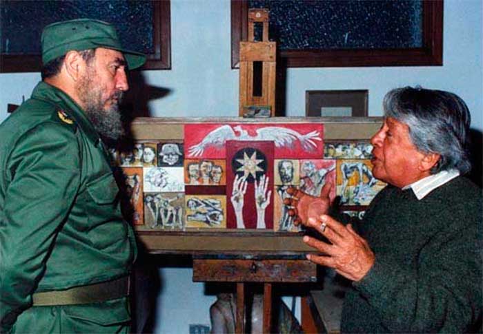 Fidel Castro y Oswaldo Guayasamín.