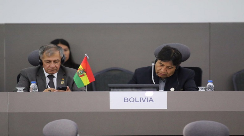 En su intervención el canciller de Bolivia, David Choquehuanca, indicó este jueves que "hoy nos toca fortalecer nuestra soberanía económica, política y otras que vamos construyendo".
