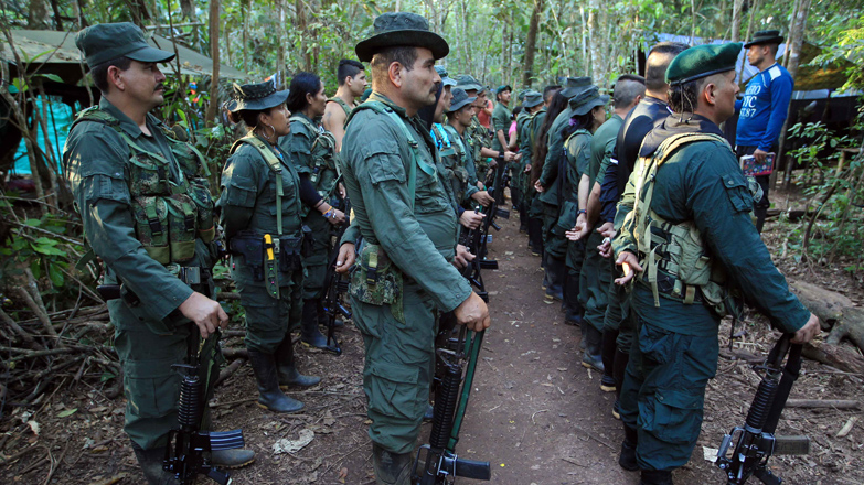 En la imagen, miembros del Bloque Sur de las FARC recibieron instrucciones en los alrededores a donde se celebra la Décima Conferencia Nacional Guerrillera.