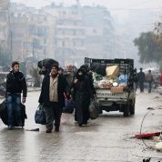 Evacuados en Alepo, Siria.