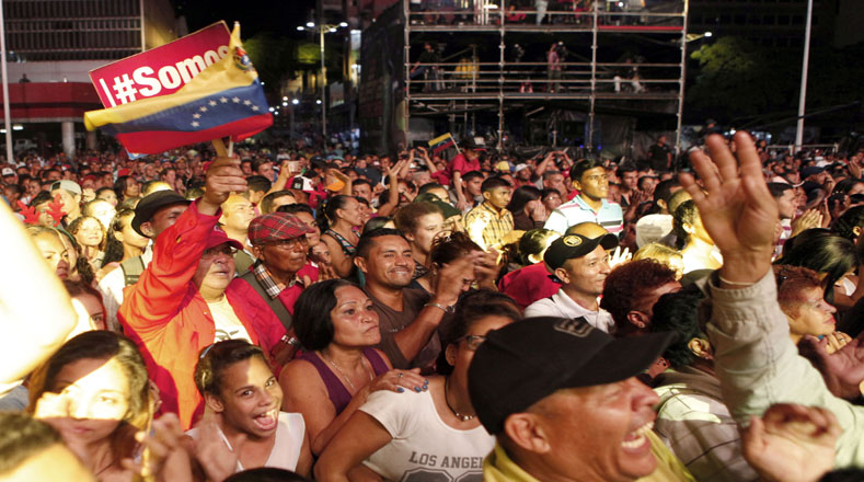 El pueblo venezolano llenó la Plaza Diego Ibarra, ubicada en el centro de la capital venezolana.
