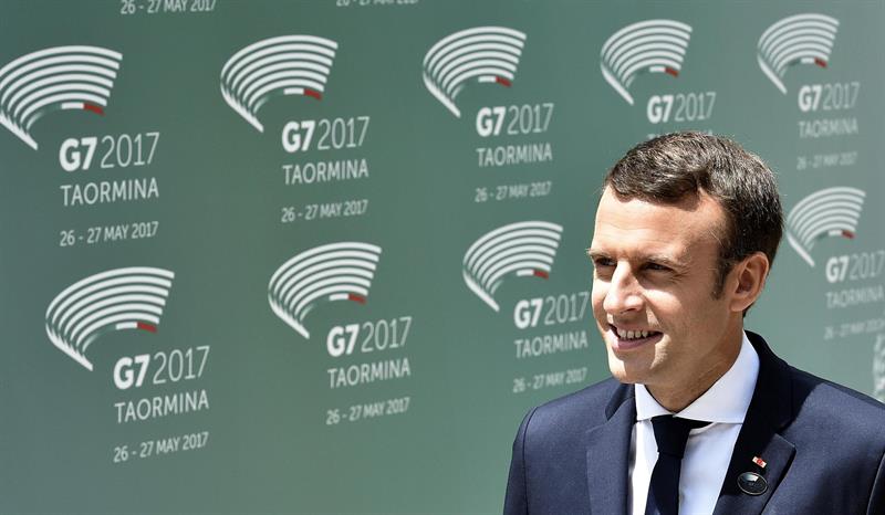 El presidente galo, Emmanuel Macron, durante la cumbre del G7.
