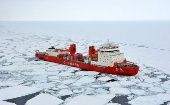 El buque de investigación y rompehielos chino Xuelon que partirá hacia el Ártico.