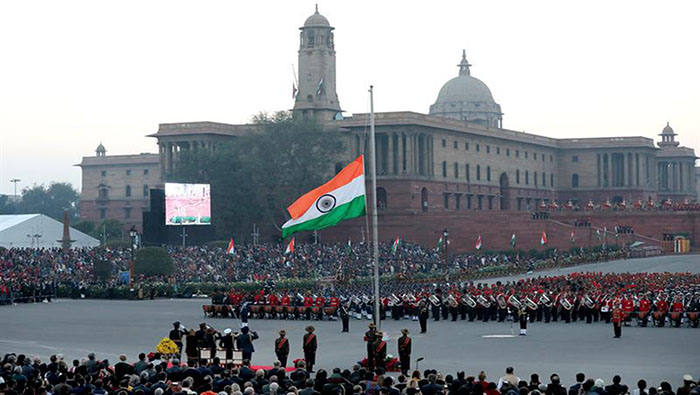 Celebran ceremonia militar de Retirada de Tropas en Nueva Delhi, India