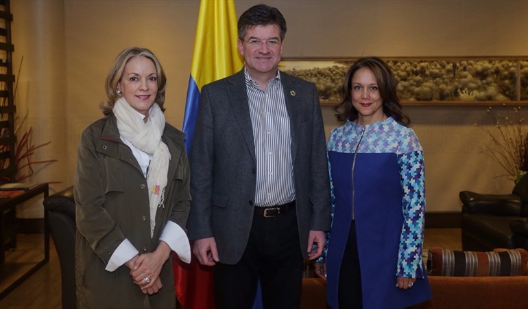 Miroslav Lajcak se reunió con la embajadora de Colombia ante las Naciones Unidas, María Emma Mejía.