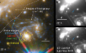 Imagen ampliada de la estrella individual en un racimo de galaxias. 