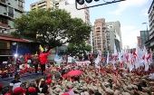 El 14 de abril pasado en Caracas se realizó una movilización popular contra la agresión extranjera.