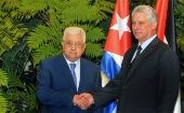 Abás saluda al presidente cubano Miguel Díaz-Canel