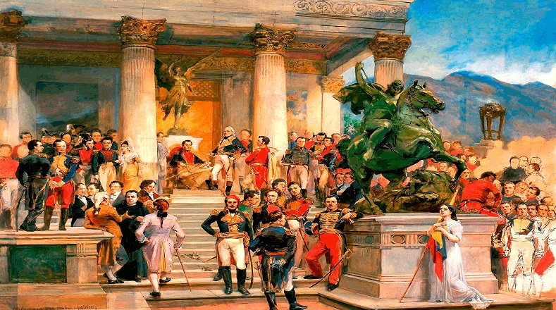 "El panteón de los héroes", pintada en 1898, fue creada por el pintor venezolano por la solicitud del presidente Joaquín Crespo. Para entonces Michelena tenía graves afectaciones de salud y la culminó postrado en cama. 
