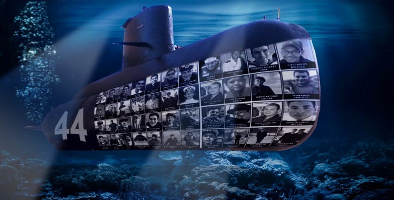 El submarino desapareció después de reportar su última ubicación a 432 kilómetros de la costa a la altura del Golfo de San Jorge en noviembre de 2017.