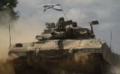 Un tanque que se dirigía a la frontera israelí con Gaza en julio de 2014.