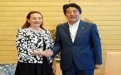 La funcionaria ecuatoriana estuvo reunida con el primer ministro japonés, Shinzo Abe, entre otros.