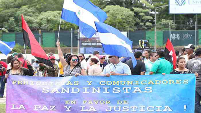 Durante el acto, los comunicadores sandinistas reiteraron su compromiso con la paz en la nación centroamericana.