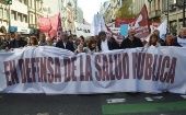 Los organizadores de la movilización indicaron que marchan contra el despido de empleados y trabajadores de hospitales públicos