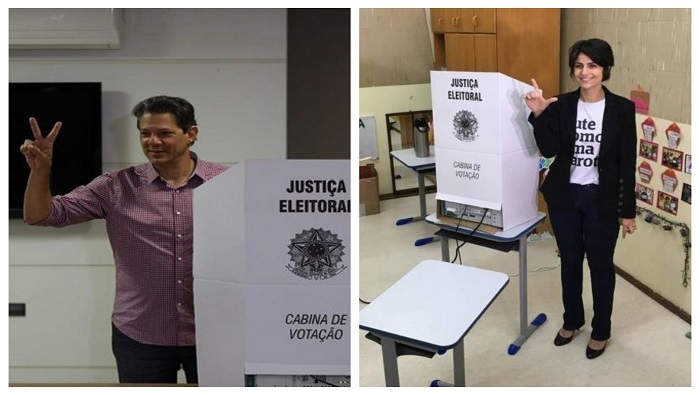 El candidato del PT y su compañera de fórmula votaron poco después de que abrieran los centros electorales.