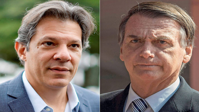 Haddad y Bolsonaro se enfrentarán el próximo 28 de octubre en la segunda vuelta electoral para elegir al nuevo presidente de Brasil.