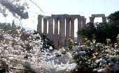 Fenómeno "Telemachos" deja impresionante nevada en Grecia