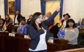 "Adriana Salvatierra es la presidenta del Senado más joven de la historia de Bolivia. Estamos orgullosos de la nueva autoridad", expresó Evo Morales.