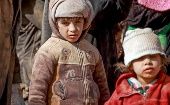 Niños sirios del campamento Rukban, en Siria.