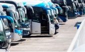 Autobuses de la línea Transpaís, de donde secuestraron a los pasajeros en México